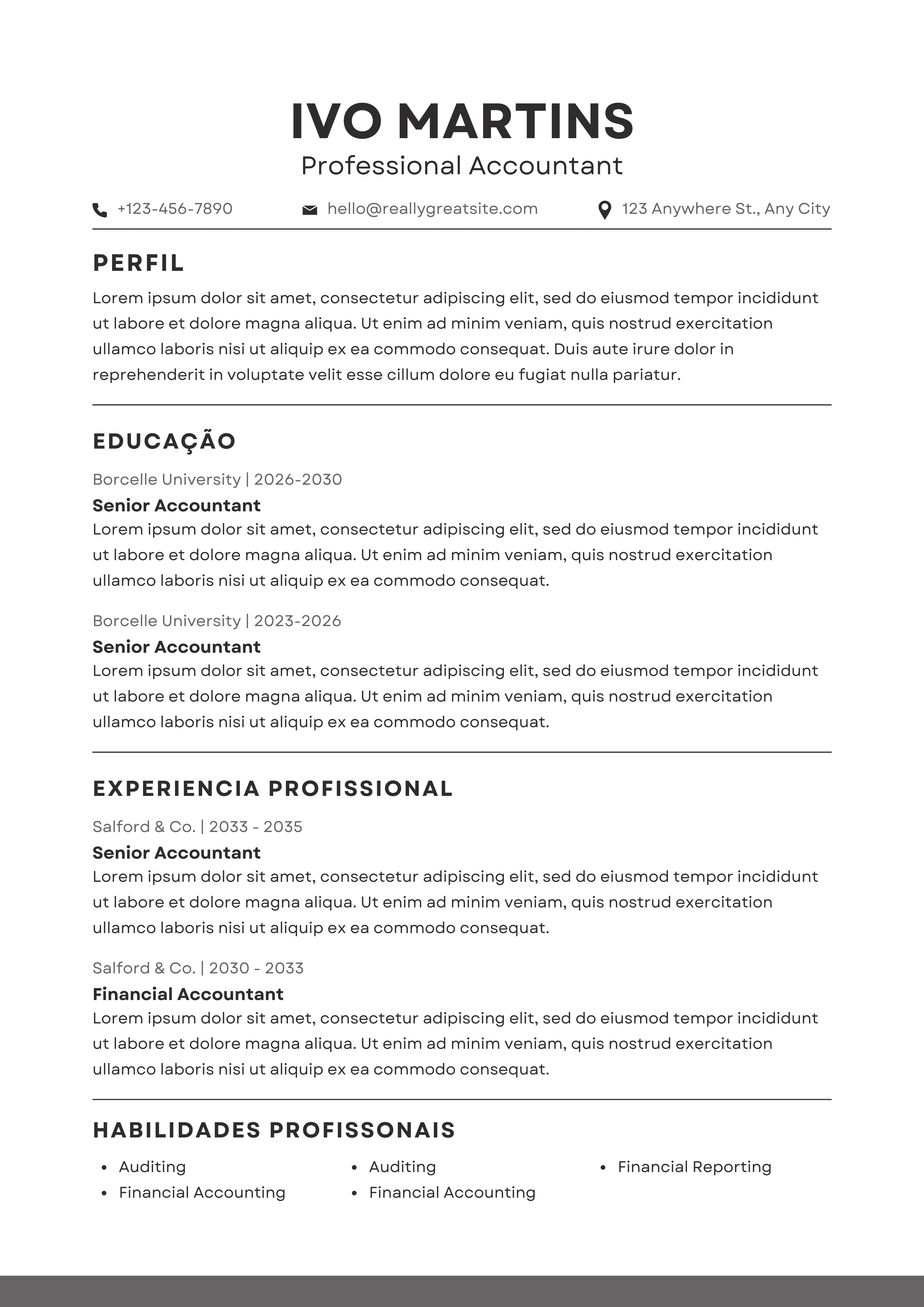 Exemplo do CV modelo 2